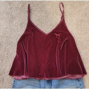 PINK VS Velvet Velour Crop Cami Magenta L Y2K Glam